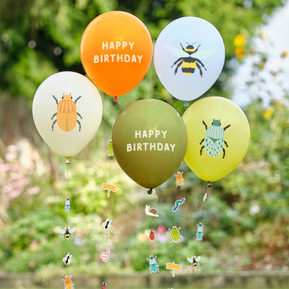 Bug Party Birthday Balloons with Bug Balloon Tails