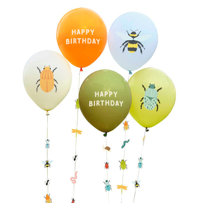 Bug Party Birthday Balloons with Bug Balloon Tails