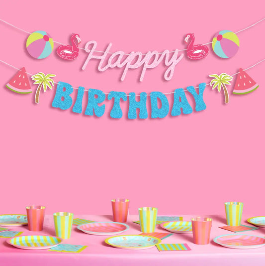 Pool Party Birthday Banner