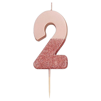 Rose Gold  Numbers Candles