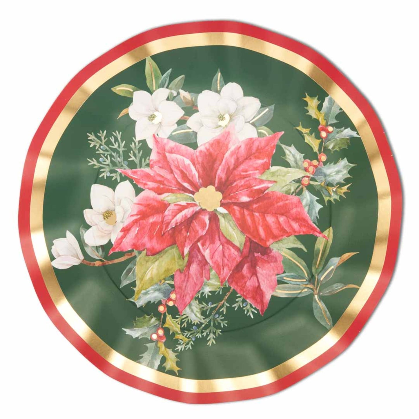 Wavy Dinner Plate Evergreen Floral/8 pkg