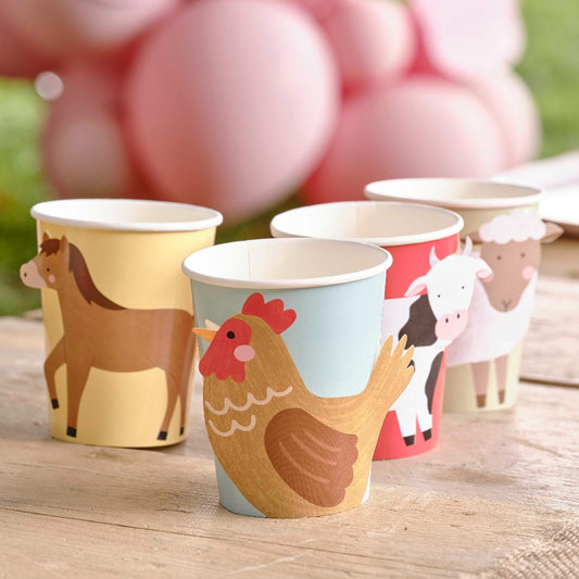 Farm Animals 8 Paper Party Cups