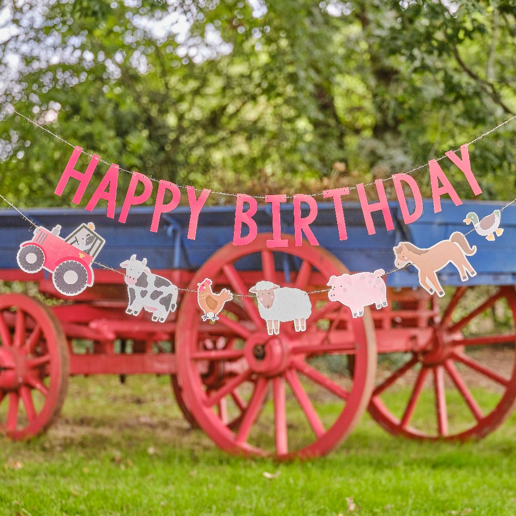 Farm Party Happy Birthday Banner