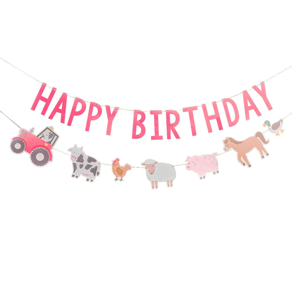 Farm Party Happy Birthday Banner