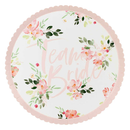 Team Bride Pink Floral Plates