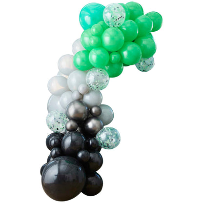 Black, Green and Grey Balloon Arch