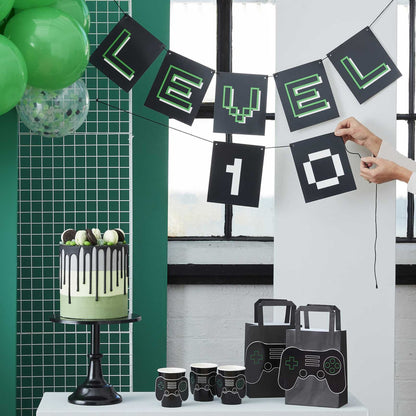 Customisable Age Black and Green Level Up Bunting