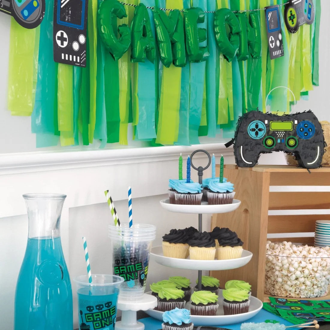 Gamer Birthday Diecut Controllers Garland 7 ft
