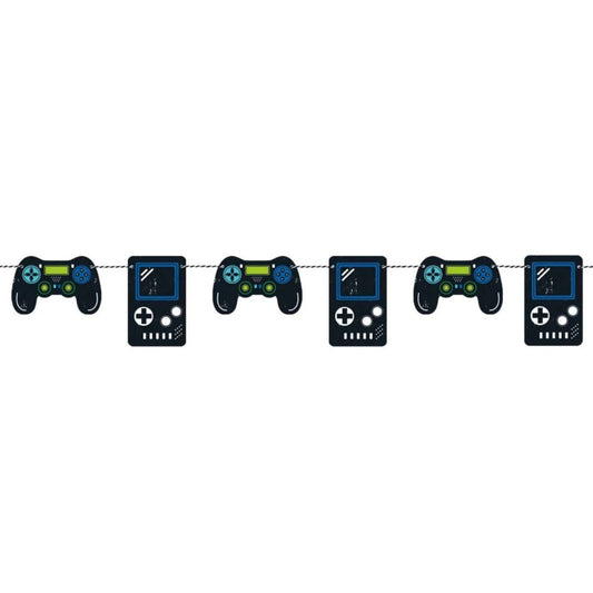 Gamer Birthday Diecut Controllers Garland 7 ft