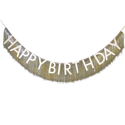 Gold Fringe Happy Birthday Bunting