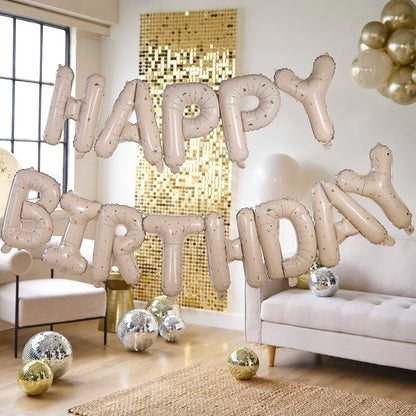 Nude and Gold Speckle Balloon Bunting