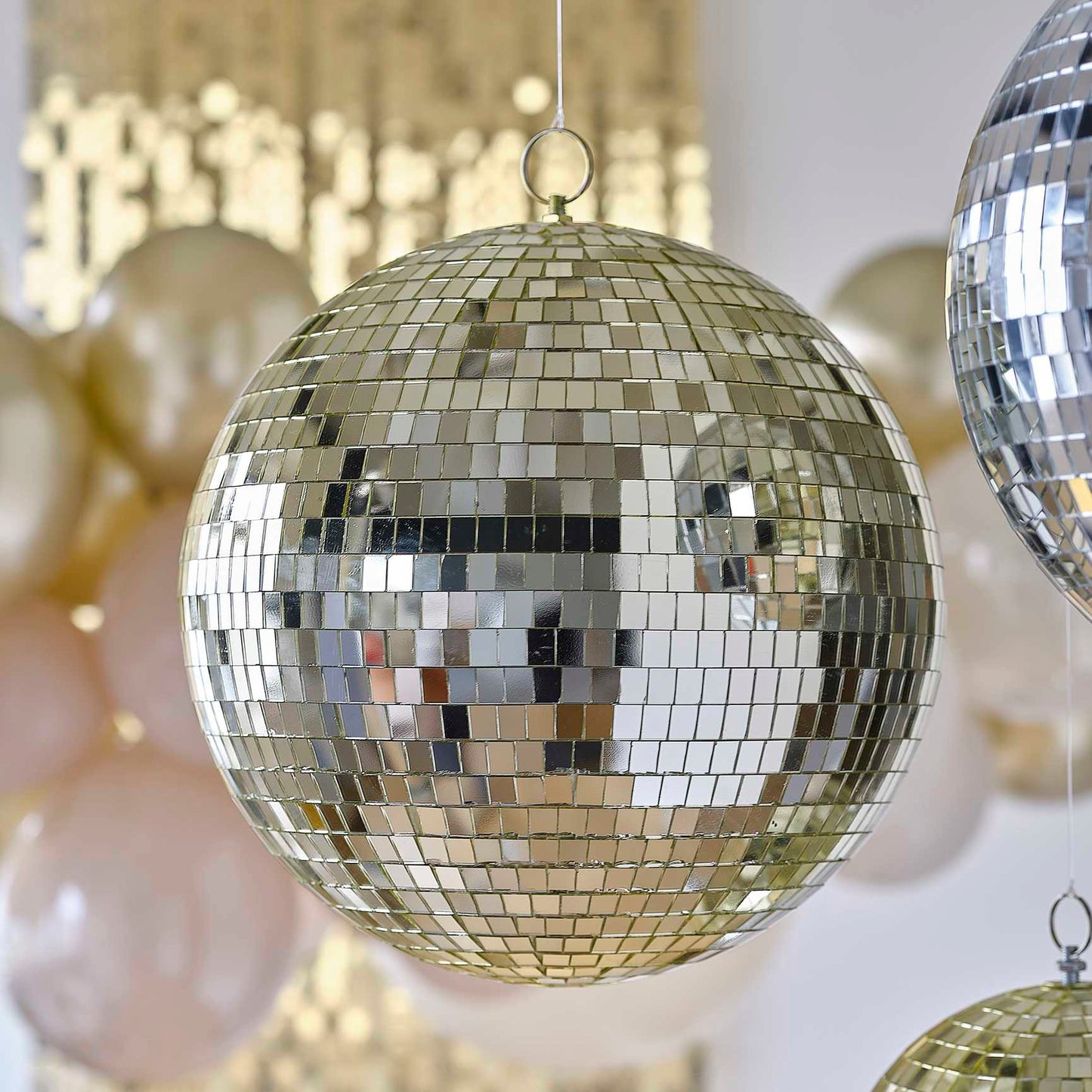 Gold Disco Ball Hanging Decoration - Large