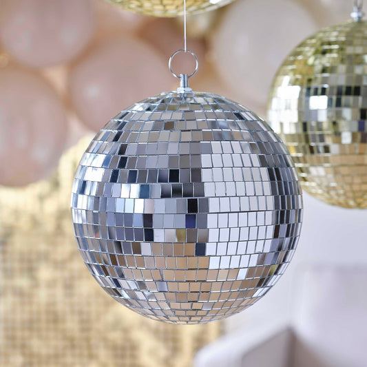 Silver Disco Ball Hanging Decoration - Medium