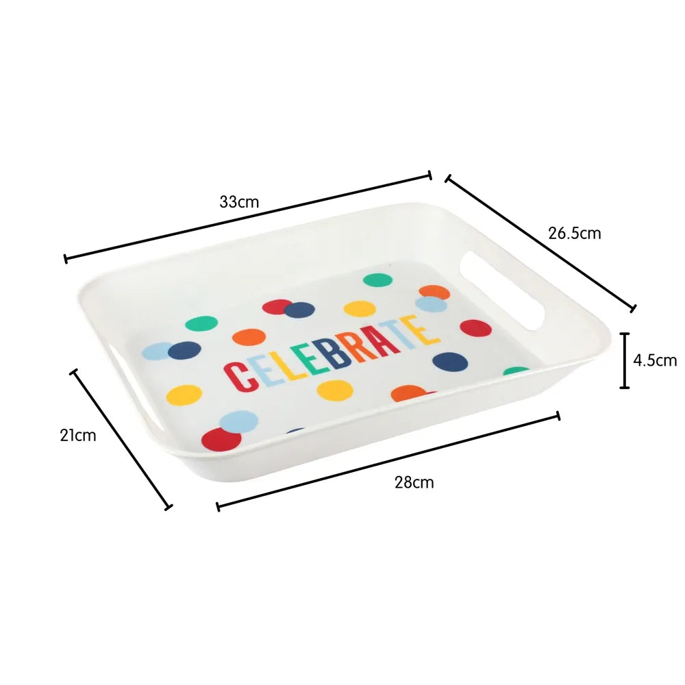 Happy Birthday Dots Plastic Serving Tray