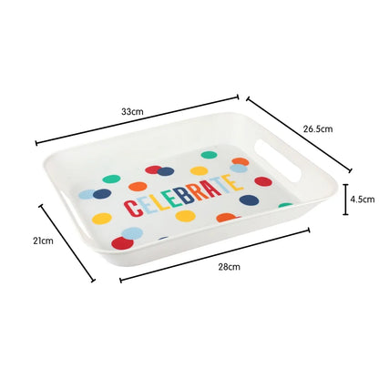 Happy Birthday Dots Plastic Serving Tray