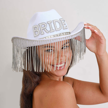 White Embellished Bride Cowboy Hat