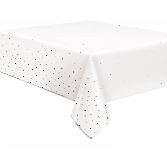 Modern Gold Confetti Rectangular Foil Table Cover 54" x 84"