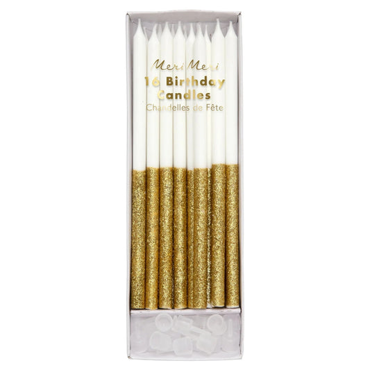 Gold Glitter Dipped Candles