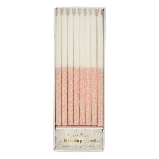 Pale Pink Glitter Dipped  Candles