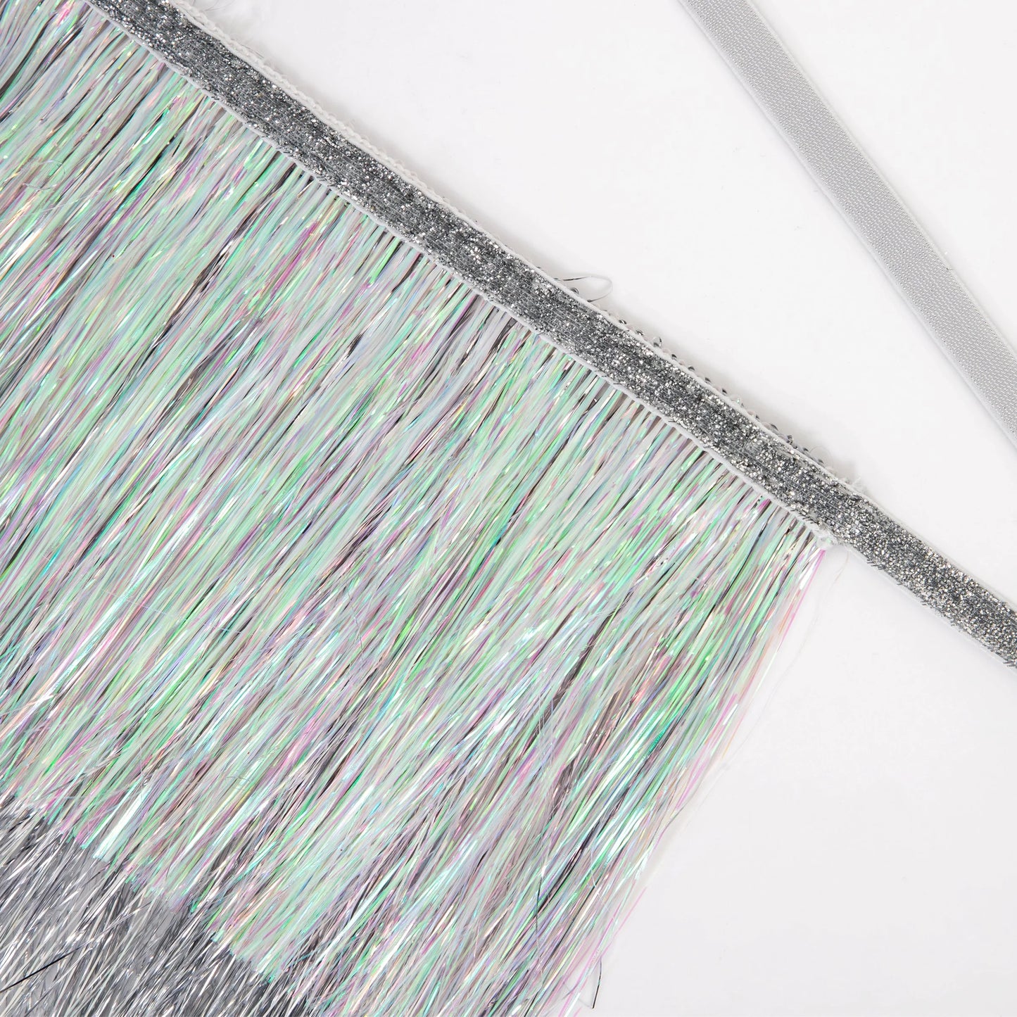 Silver Irridescent Tinsel Fringe Garland