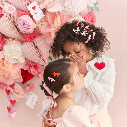 Valentine's Bow Hair Clips (x 6)