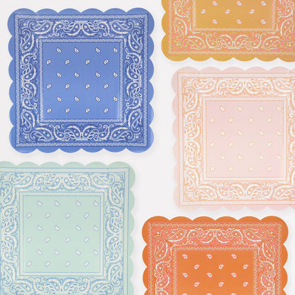 Western Bandana Square Plates (x 8)