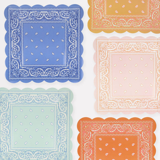 Western Bandana Square Plates (x 8)