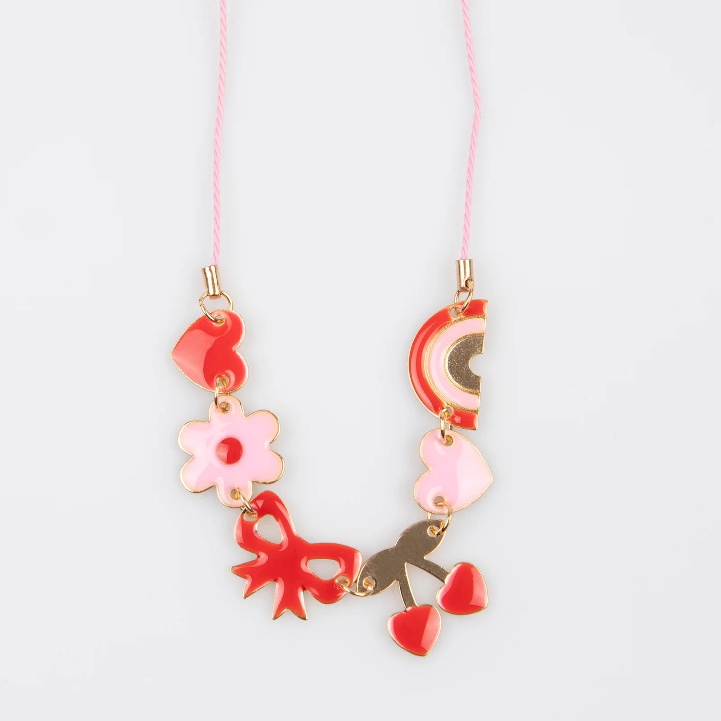 Hearts & Cherries Enamel Charm Necklace