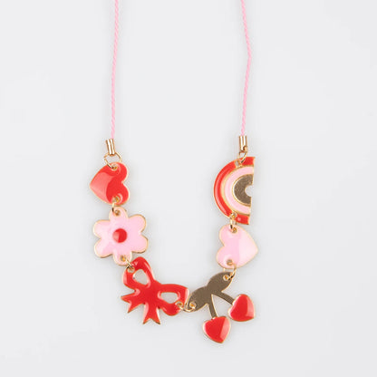 Hearts & Cherries Enamel Charm Necklace