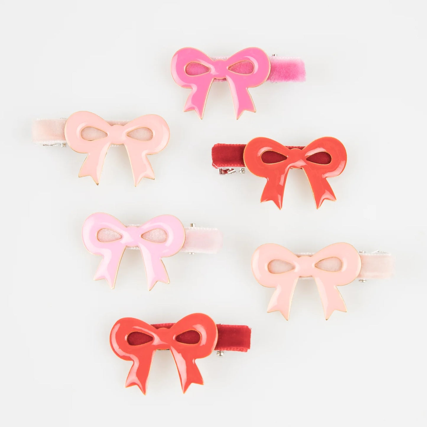 Valentine's Bow Hair Clips (x 6)