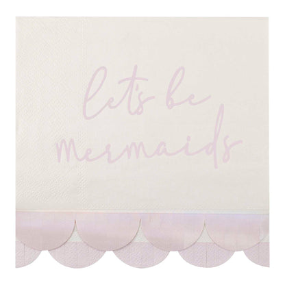 Iridescent and Pink Mermaid Paper Napkins