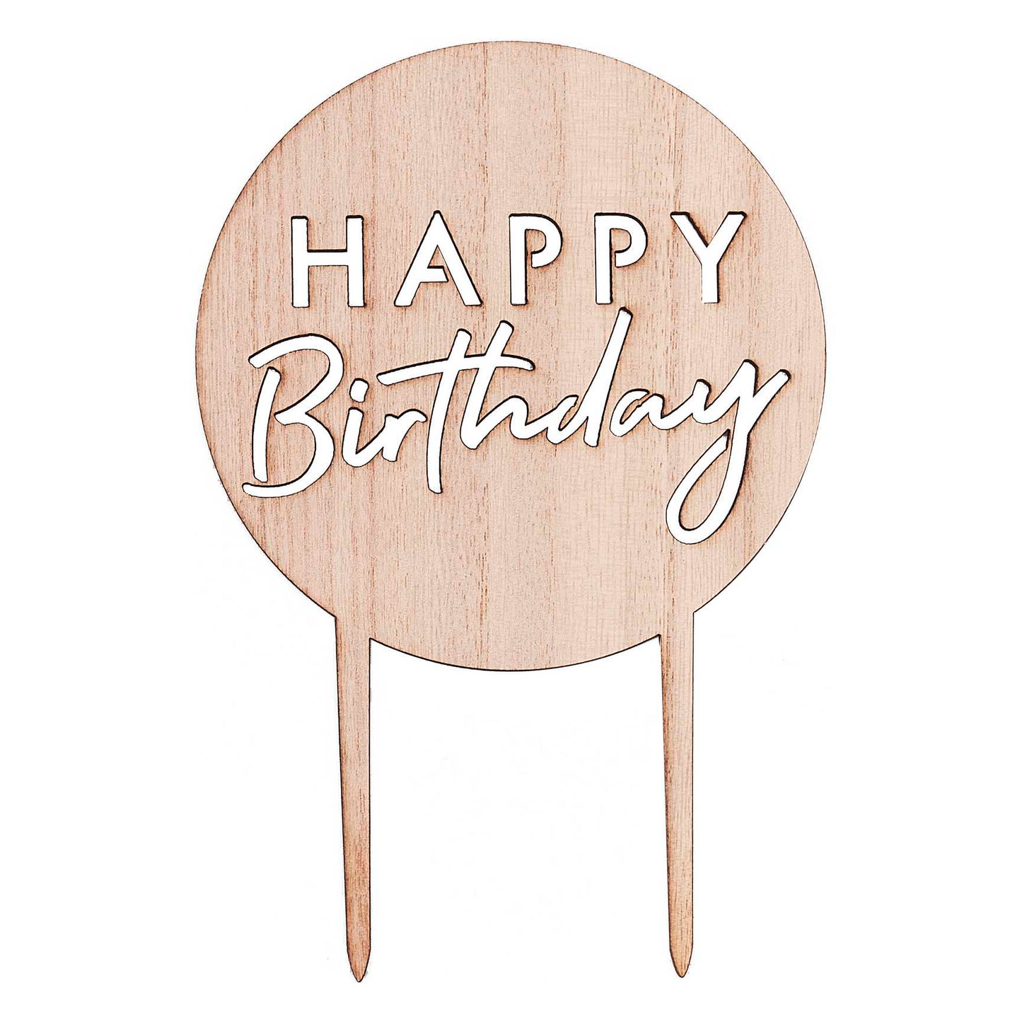 Wooden Happy Birthday Cake Topper