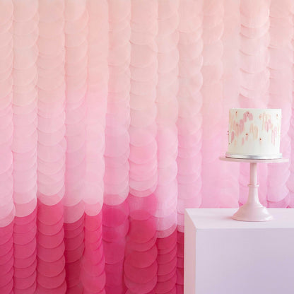 Pink Ombre Tissue Paper Disc Party Backdrop