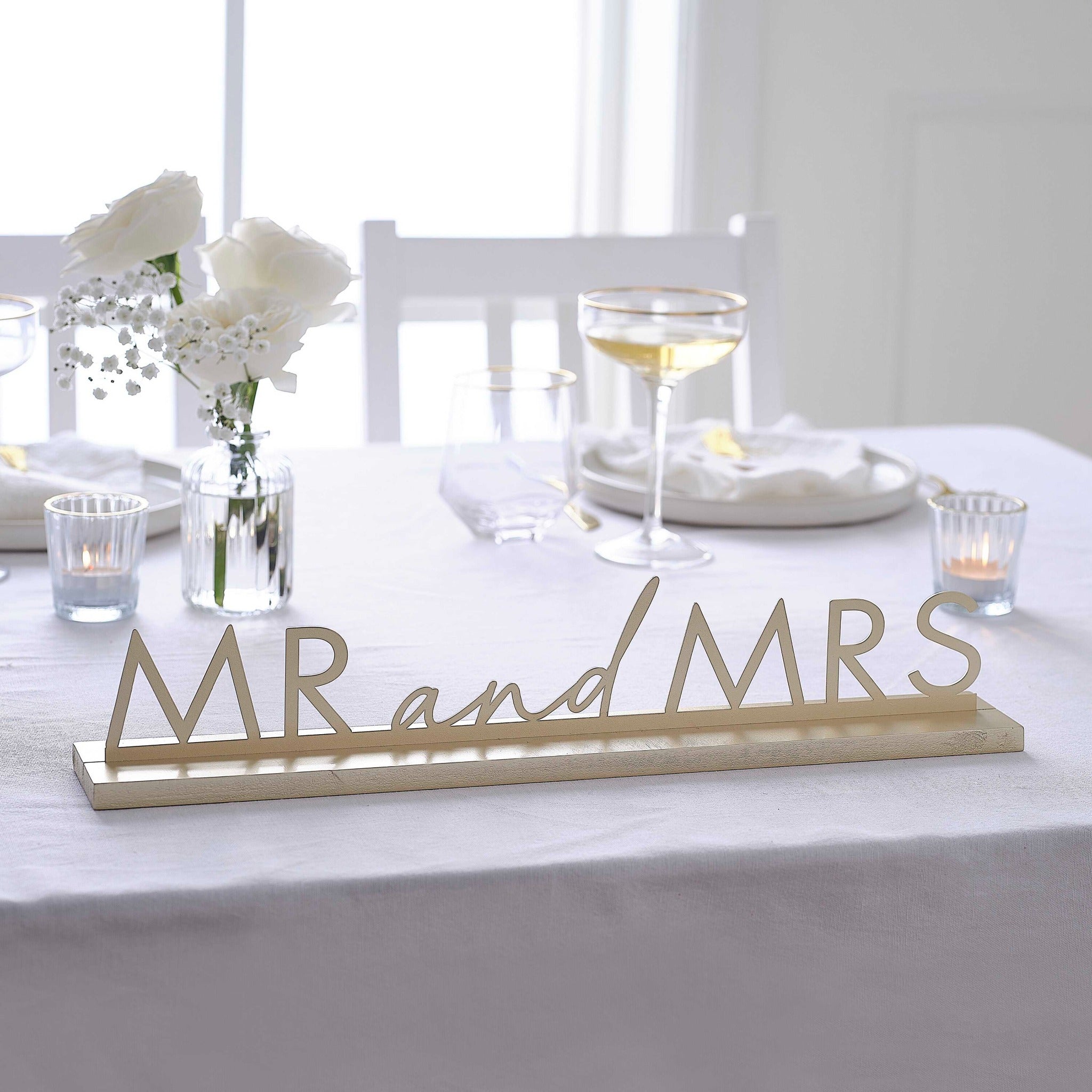 Gold Metal Mr and Mrs Sign – Its Party Time