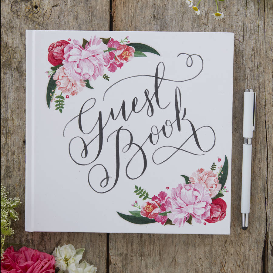 Boho Floral Design Wedding Guest Book