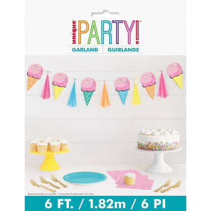 Rainbow Birthday Sweets Ice Cream Cone Banner