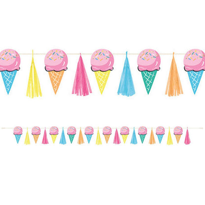 Rainbow Birthday Sweets Ice Cream Cone Banner