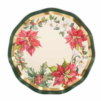 Wavy Salad Plate Evergreen Floral/8pkg