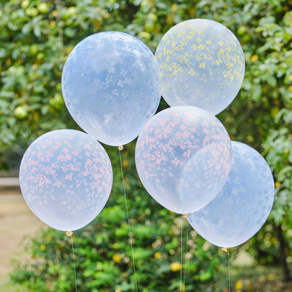 Pastel Printed Flower Balloons Cluster