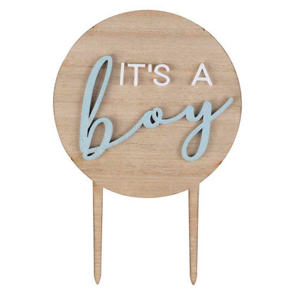 It's a Boy Wooden Baby Shower Cake Topper