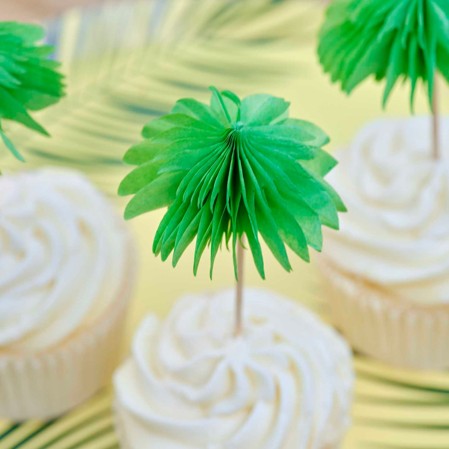 Hawaiian Honeycomb Palm Trees Cupcake Toppers