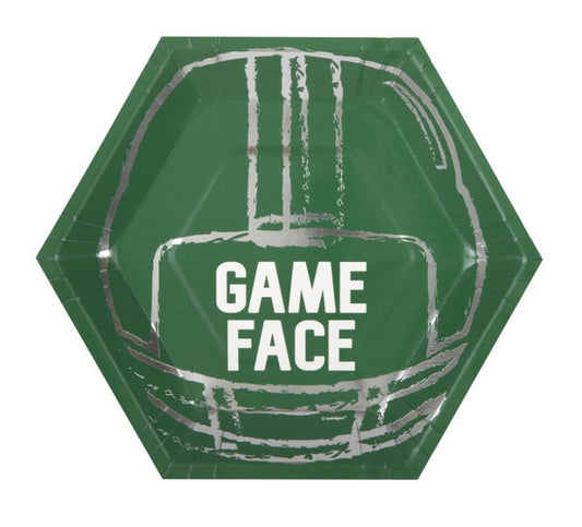 Football Toss "Game Face" Hexagon Shaped Plates